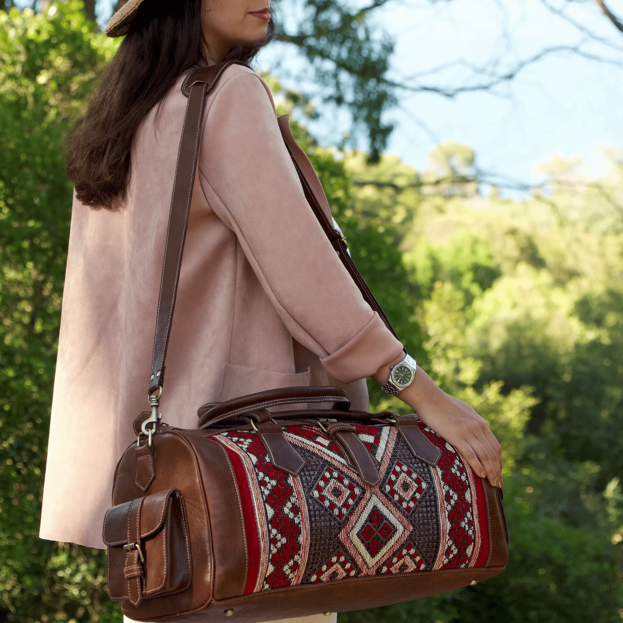 Leather x Kilim Duffle Bag
