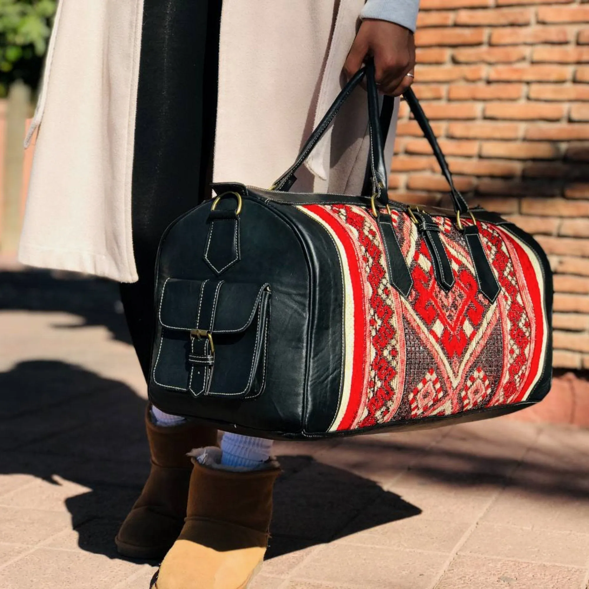 Leather x Kilim Duffle Bag