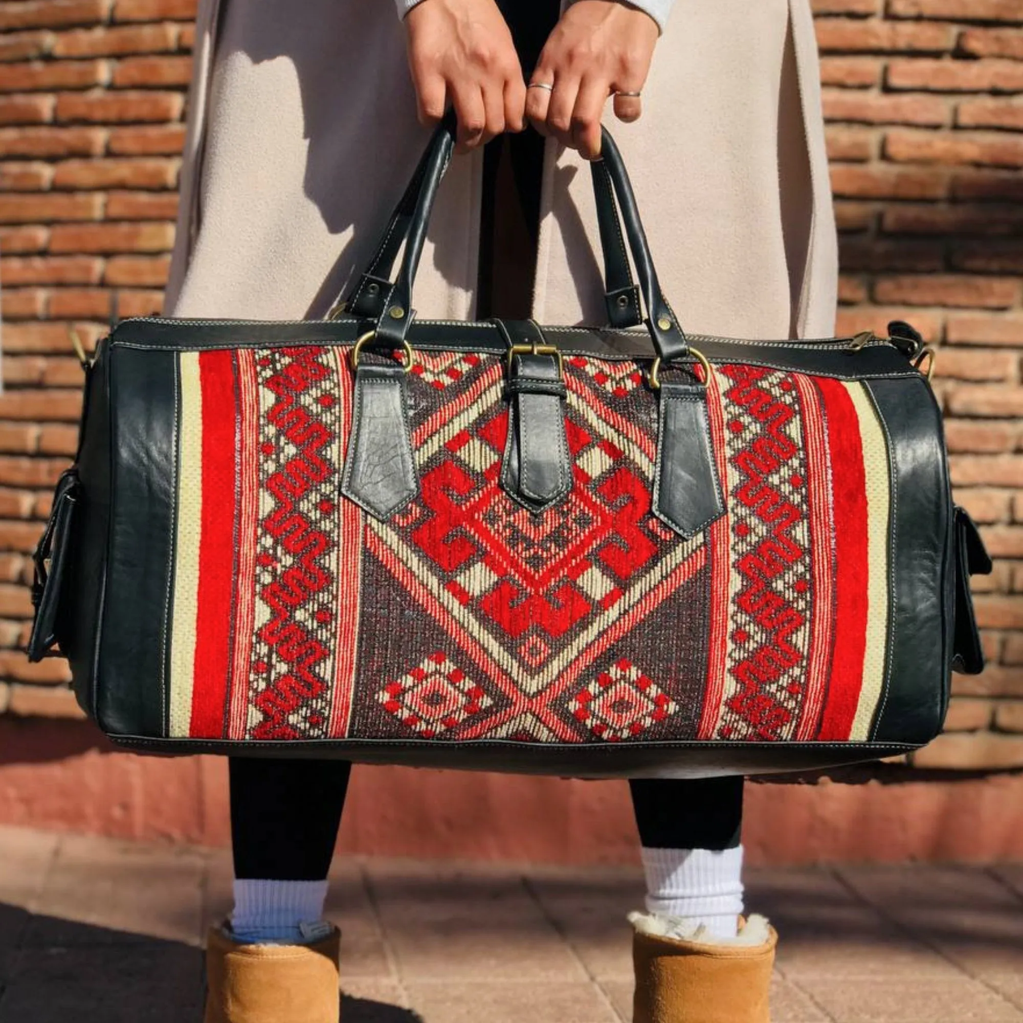 Leather x Kilim Duffle Bag