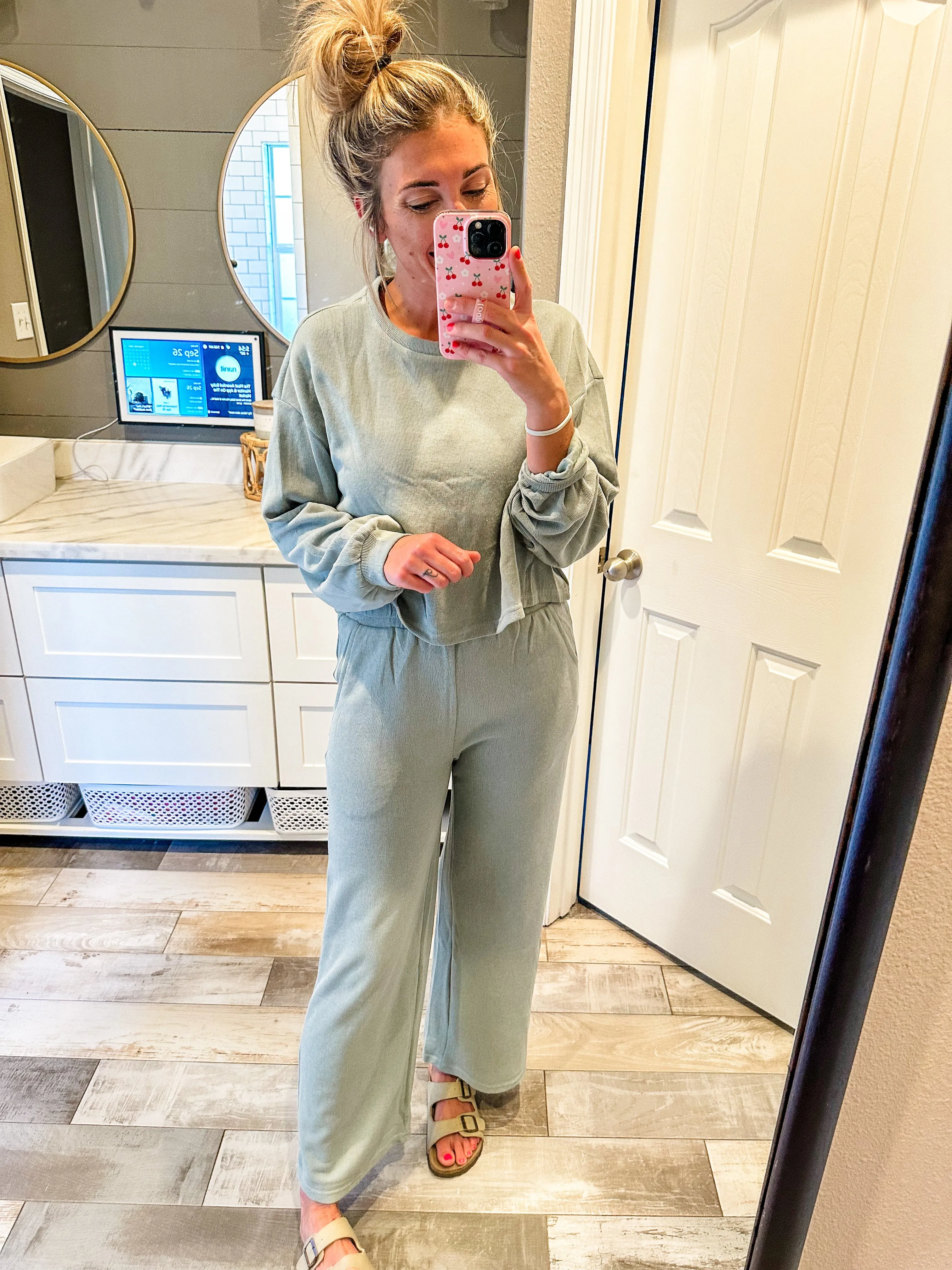 Leila Ribbed Lounge Set- Sage