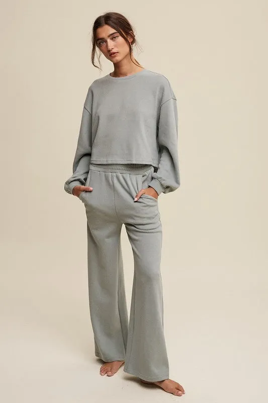 Leila Ribbed Lounge Set- Sage