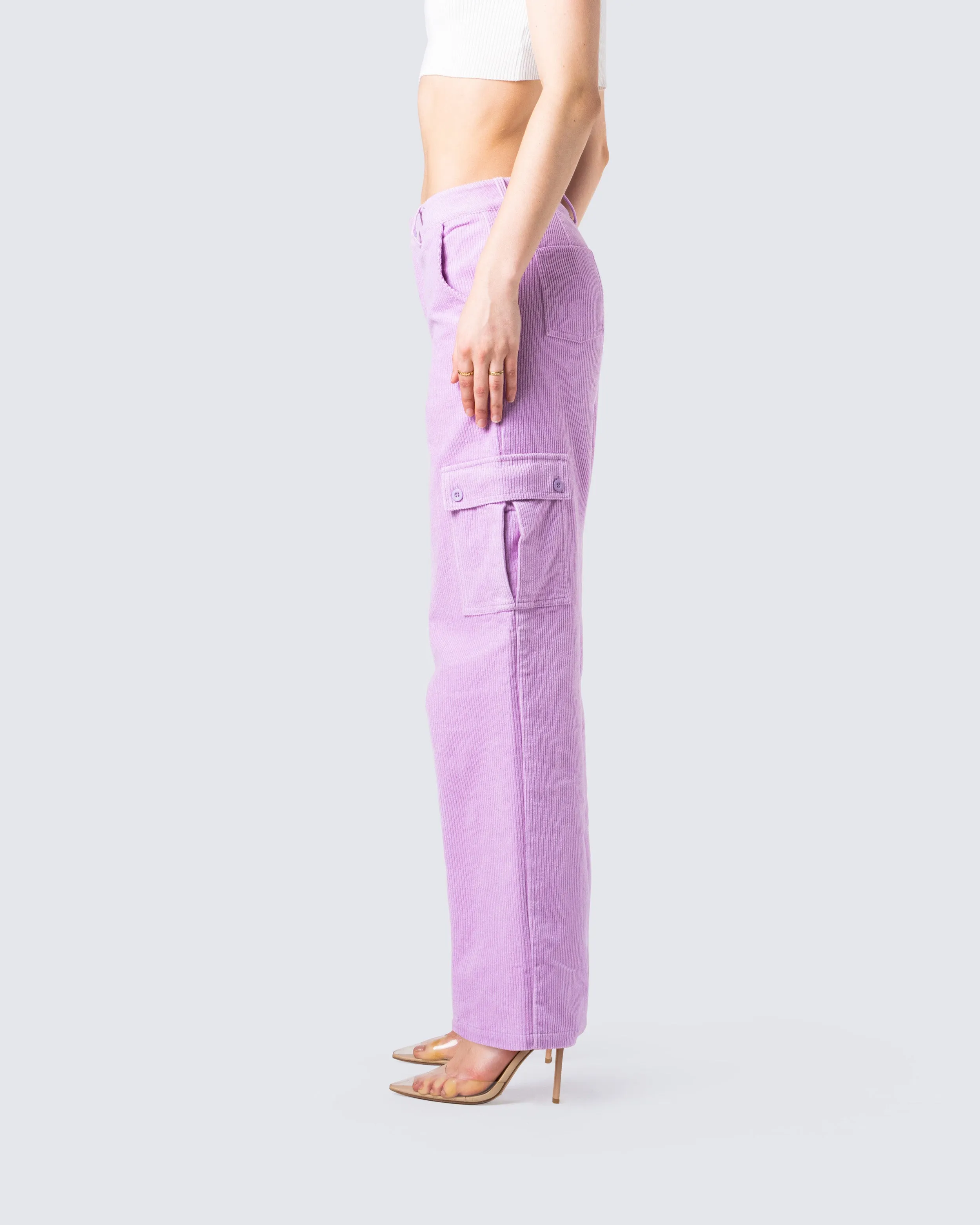 Lisa Lavender Corduroy Cargo Pant