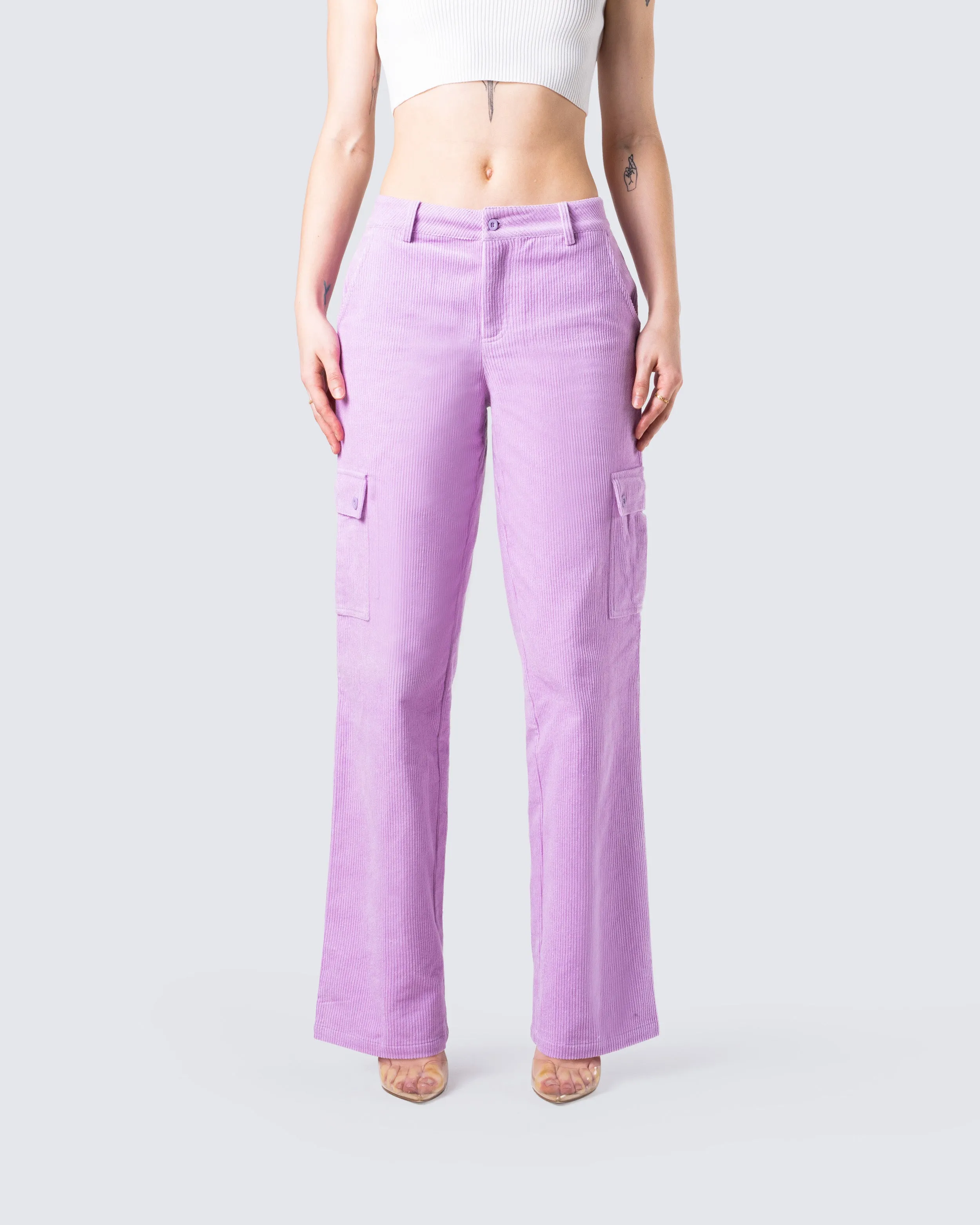 Lisa Lavender Corduroy Cargo Pant
