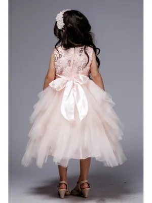 Little Girls Blush Sequin Tiered Sonia Flower Girl Dress 2-6