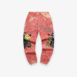 Market Smiley Look At The Bright Side Pink Tie Dye Sweatpants Pink Tie Dye