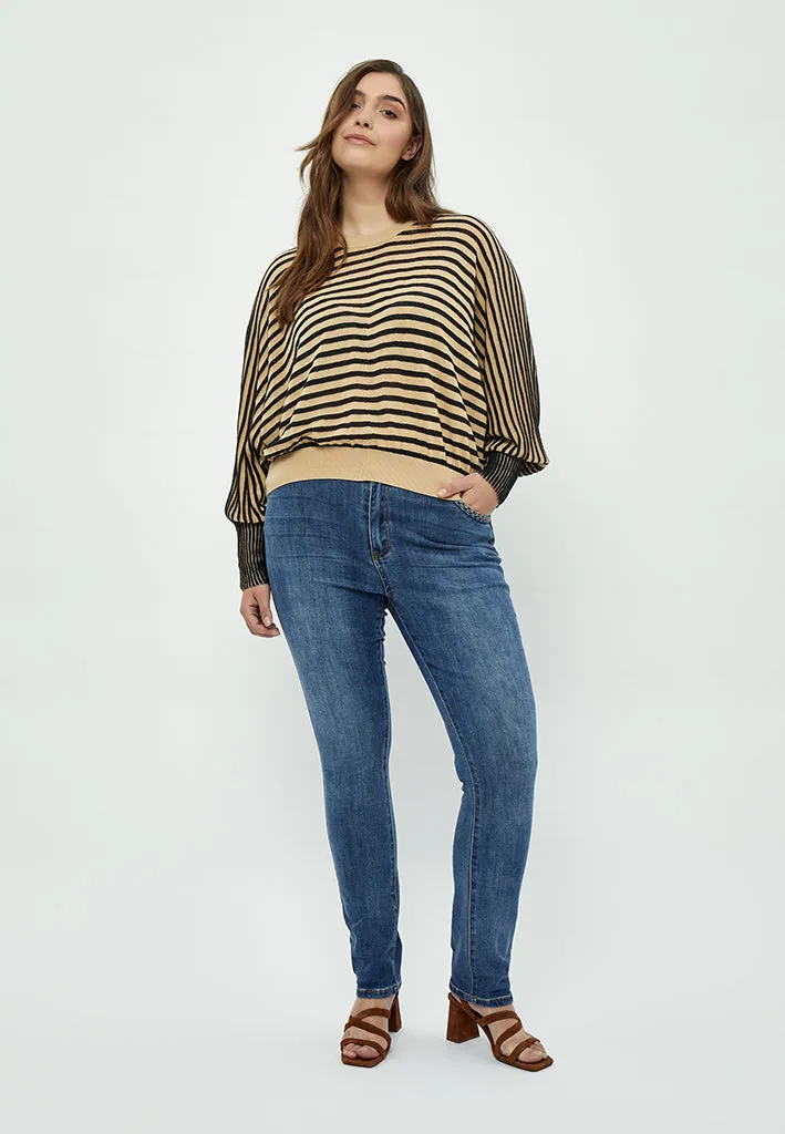 Mathilda Baloon Sleeve Pullover Curve - Black Stripe