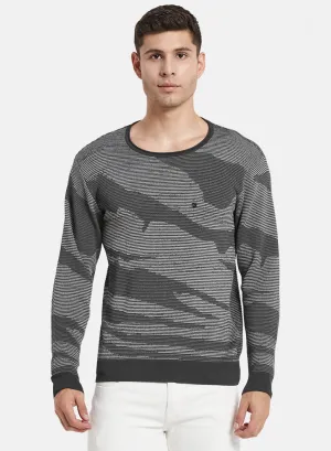 Men Grey Jaquard Pullover