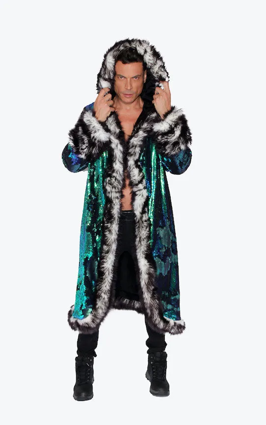 Men's Sequin King Coat in "Merman"