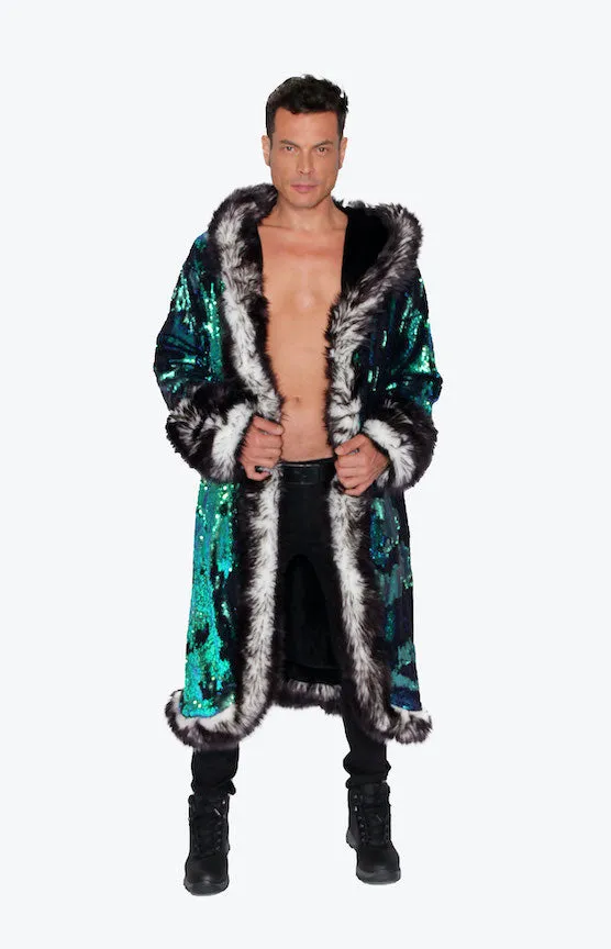 Men's Sequin King Coat in "Merman"