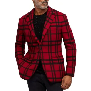 Men's Single-breasted Two-button Plaid Casual Blazer 49405464L