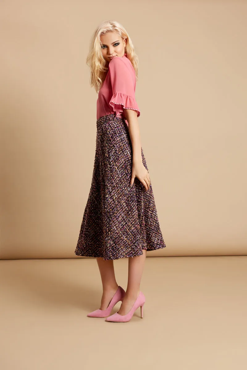 Midi Tweed Dior Skirt in Purple