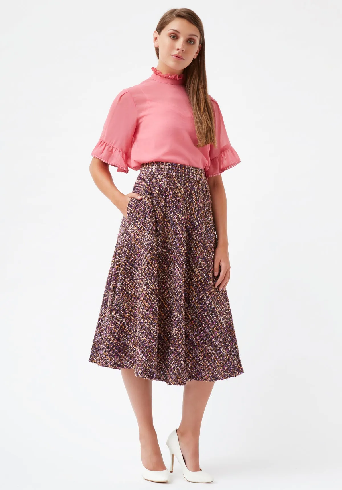 Midi Tweed Dior Skirt in Purple