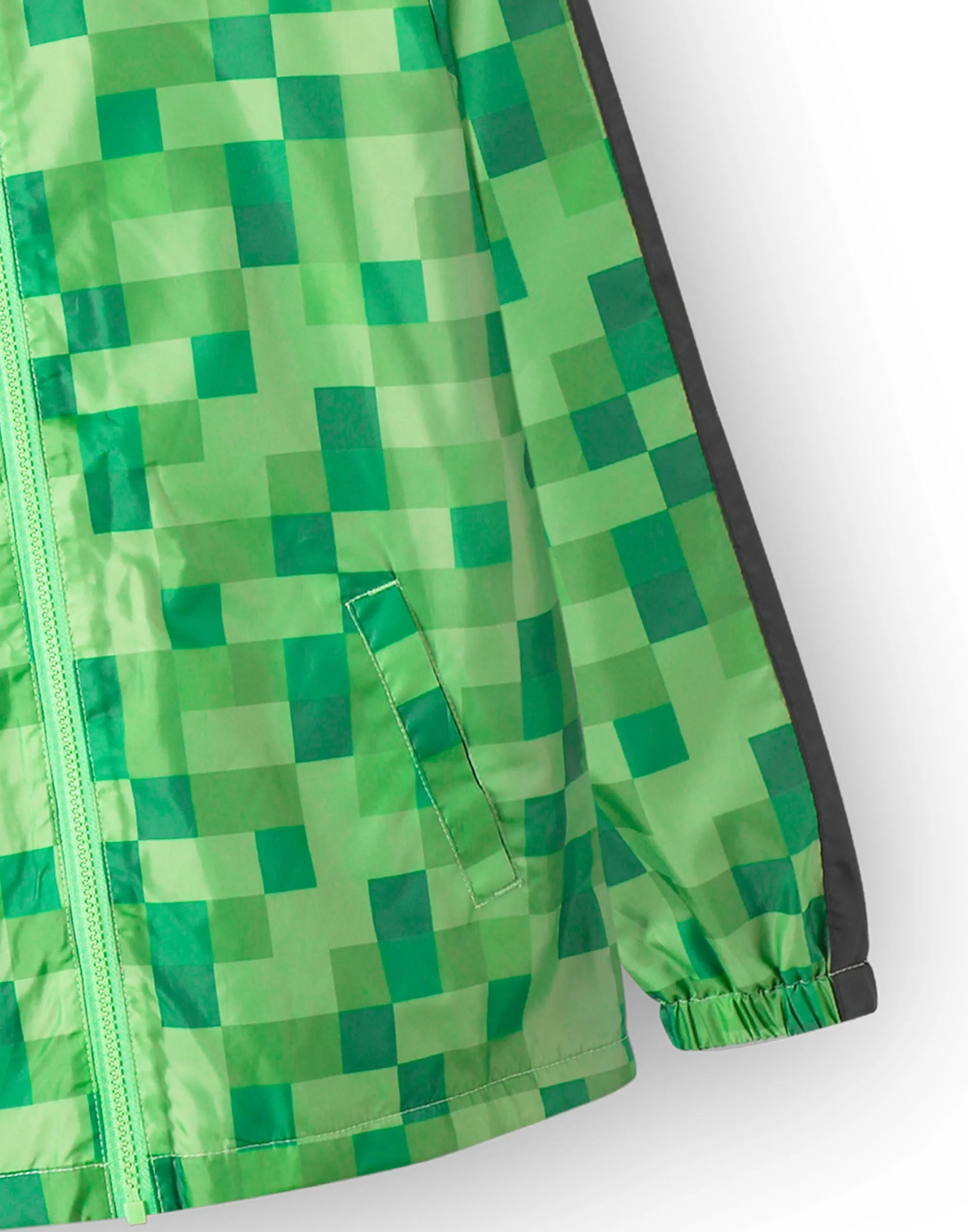 Minecraft Boys Creeper Fleece Lined Raincoat Jacket
