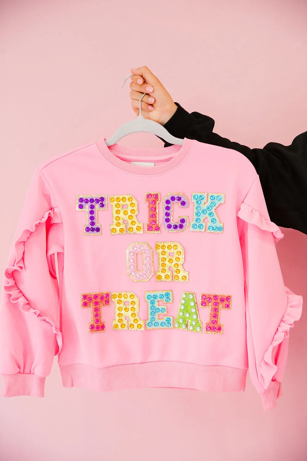 MINI KIDS TRICK OR TREAT RUFFLE PULLOVER