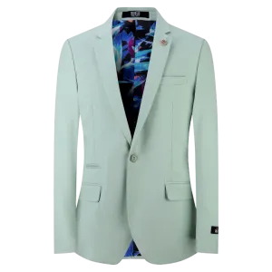Mint Green Men's Blazer Jacket Stretch Fabric Notch Lapel Slim-Fit Style-S1601