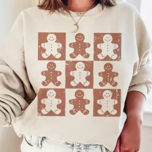 Online Exclusive | Checkered Gingerbread Graphic Sweatshirt in Cream