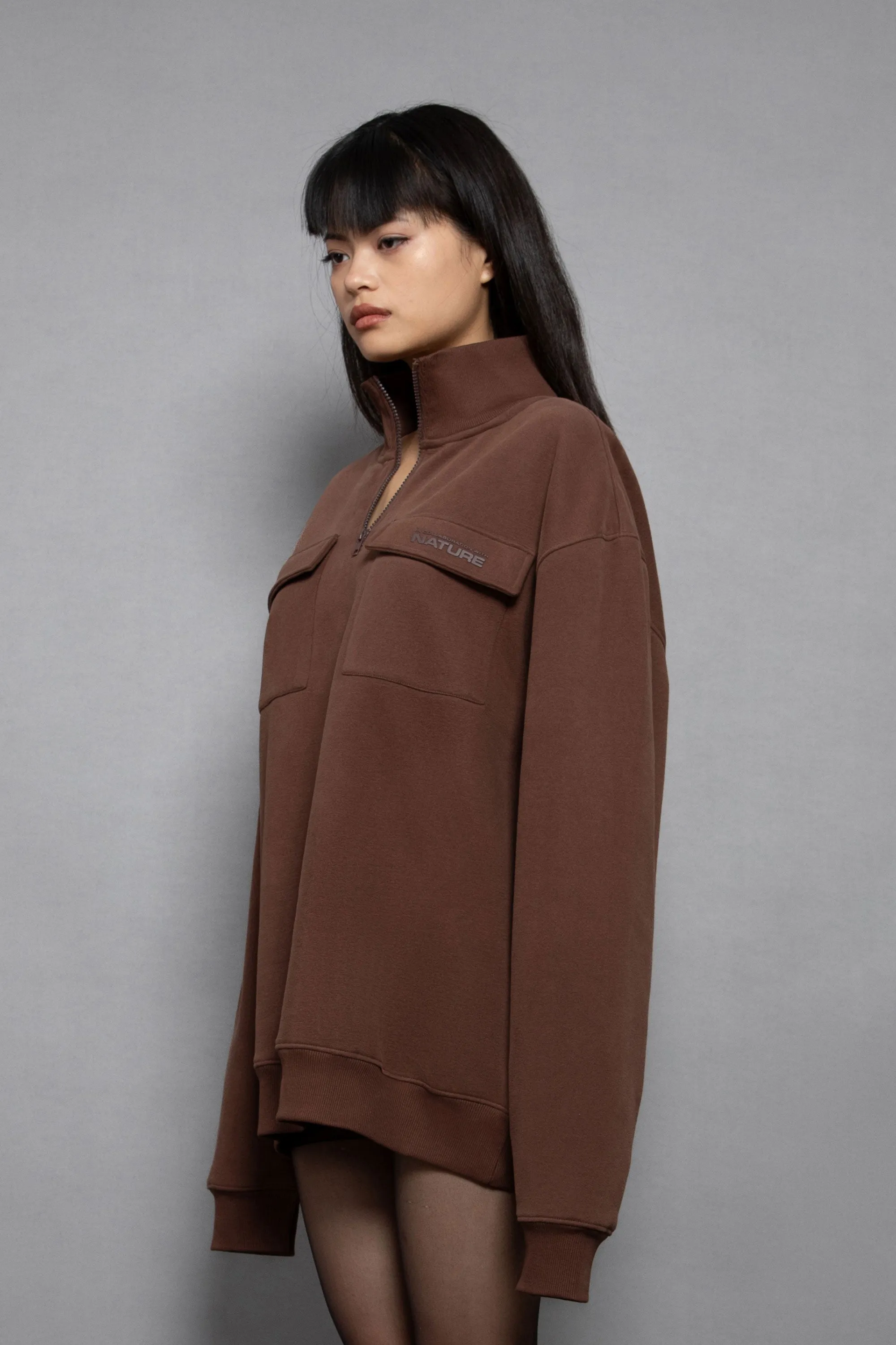 ORGANIC BLENDED HIGH-NECK PULLOVER
