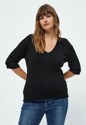 PCTana V Rib Pullover Curve - Black