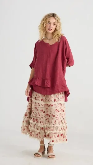 Perdita Cotton Skirt Dark Rose #004
