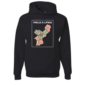 Philly Map Pullover Hoodie | Philadelphia City Map Black Pull Over Hoodie