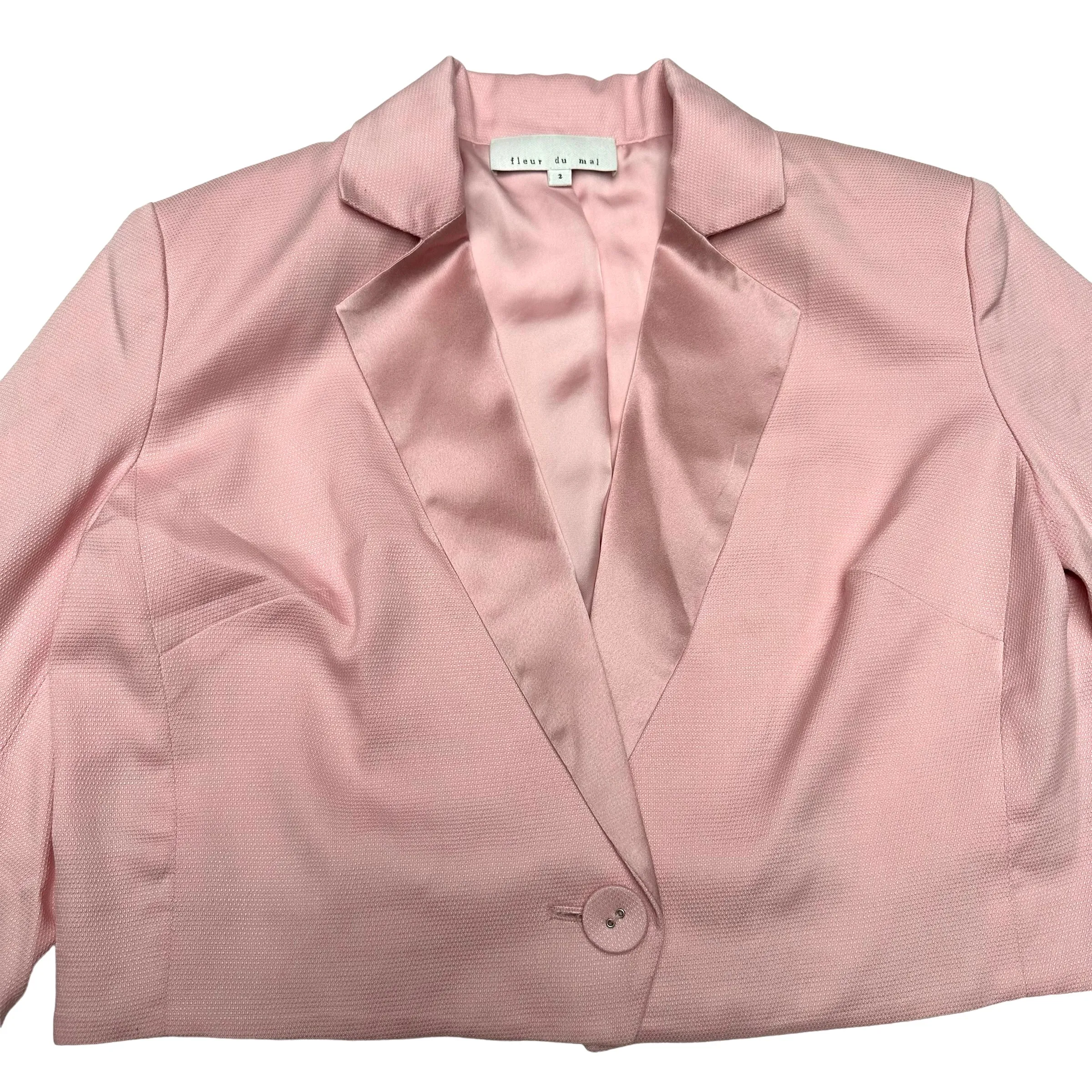 Pink Silk Cropped Blouse - S