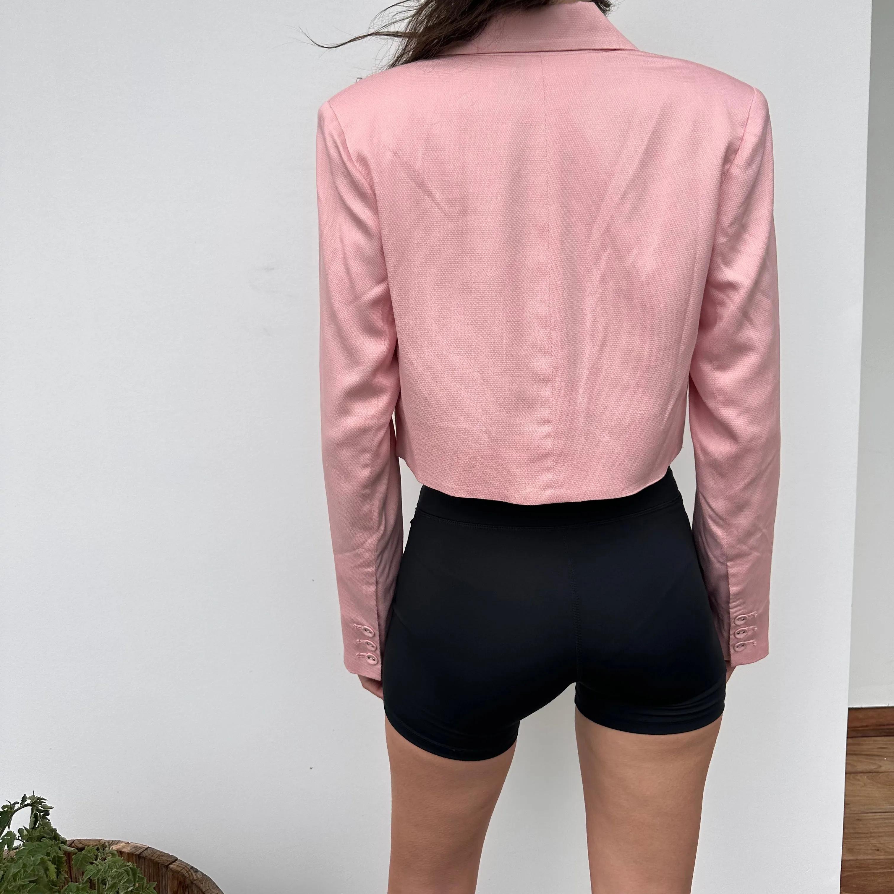 Pink Silk Cropped Blouse - S