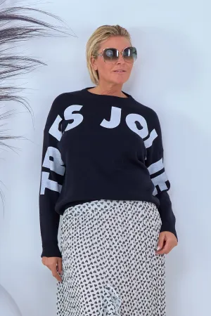 Pullover mit très jolie print, schwarz