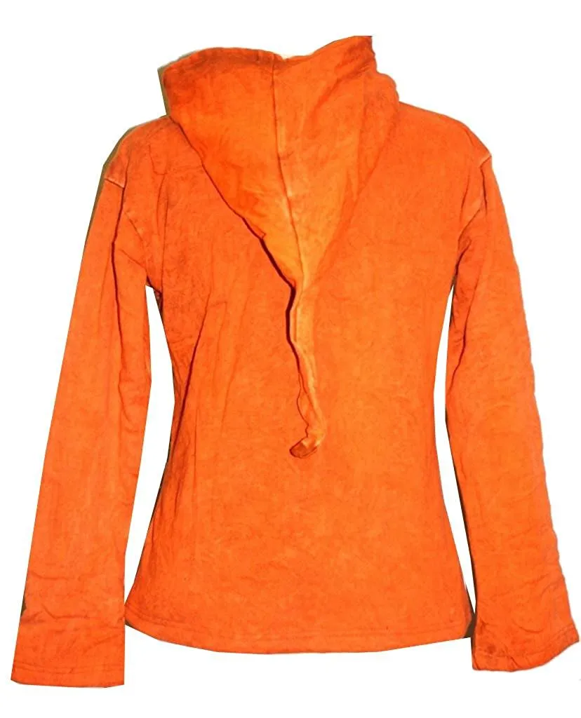 R 62 J Cotton Funky Patchwork Bohemian Fleece Jacket Hoodie Pony Tail