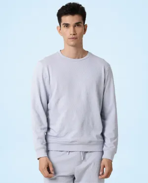 Rare Rabbit Articale Men's Arum Azure Blue Cotton Fabric Full Sleeves Solid Sweatshirt