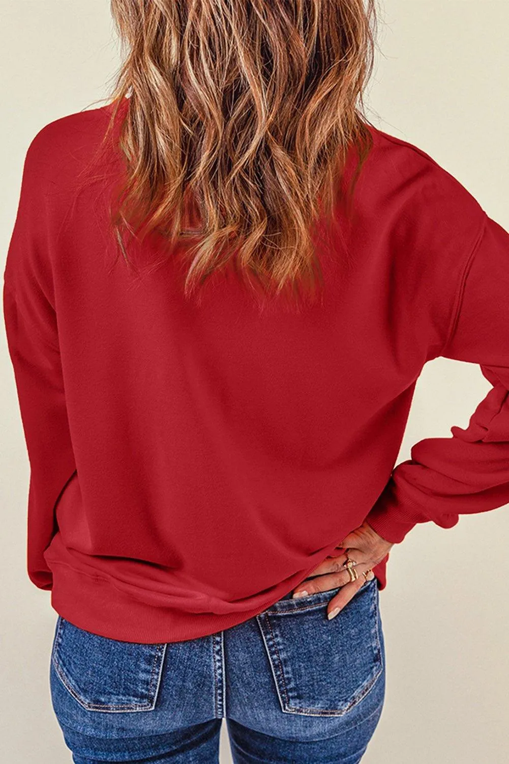 Red Santa Claus Sequin Graphic Sweater