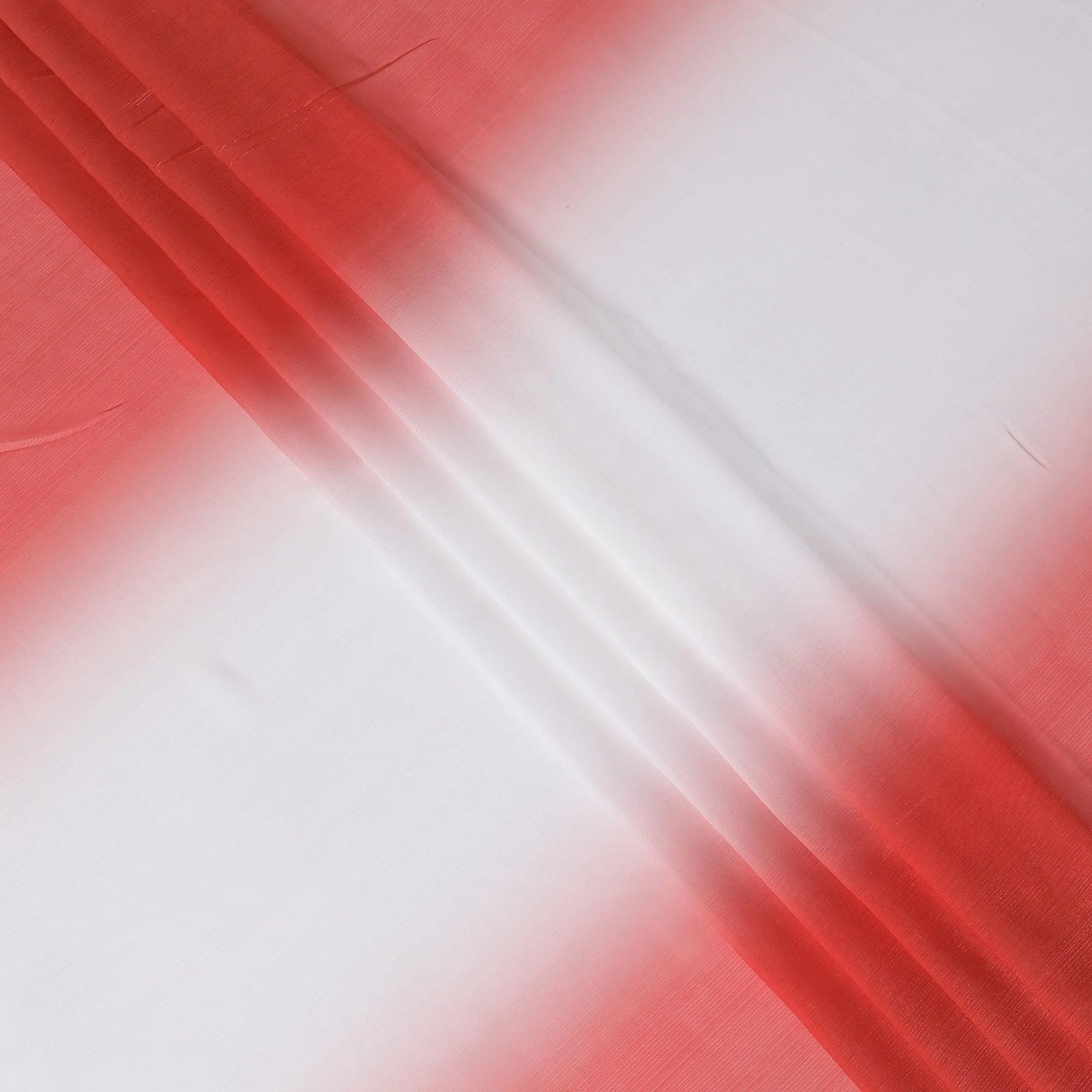 Red, white synthetic chiffon fabric with same tone metallic lurex in ombre design-D14454