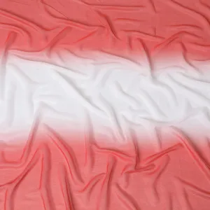 Red, white synthetic chiffon fabric with same tone metallic lurex in ombre design-D14454