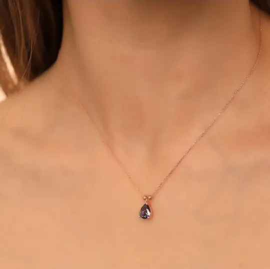 Rose Gold Filled Alexandrite Necklace
