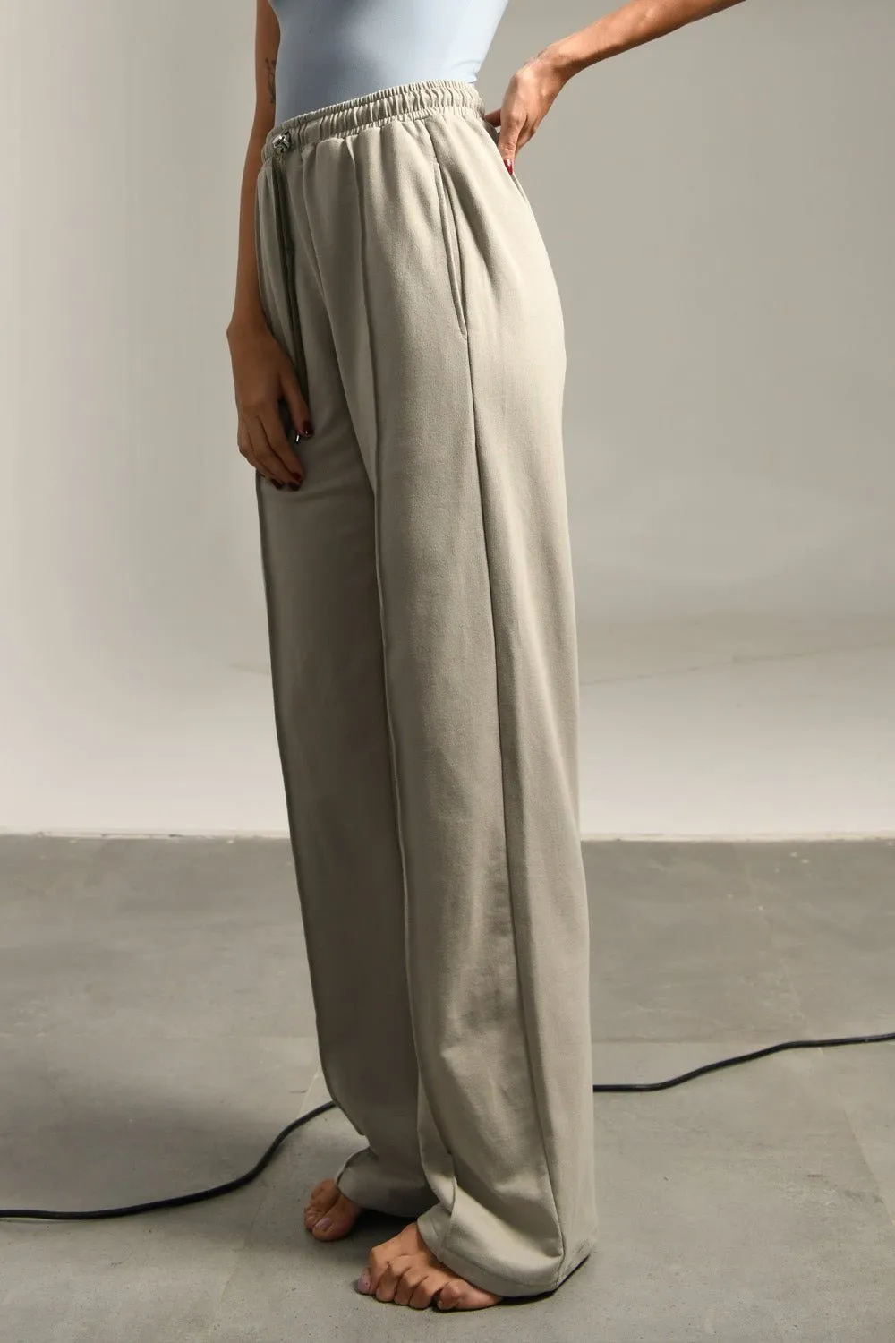 Sage Grey Pleated Sweatpants