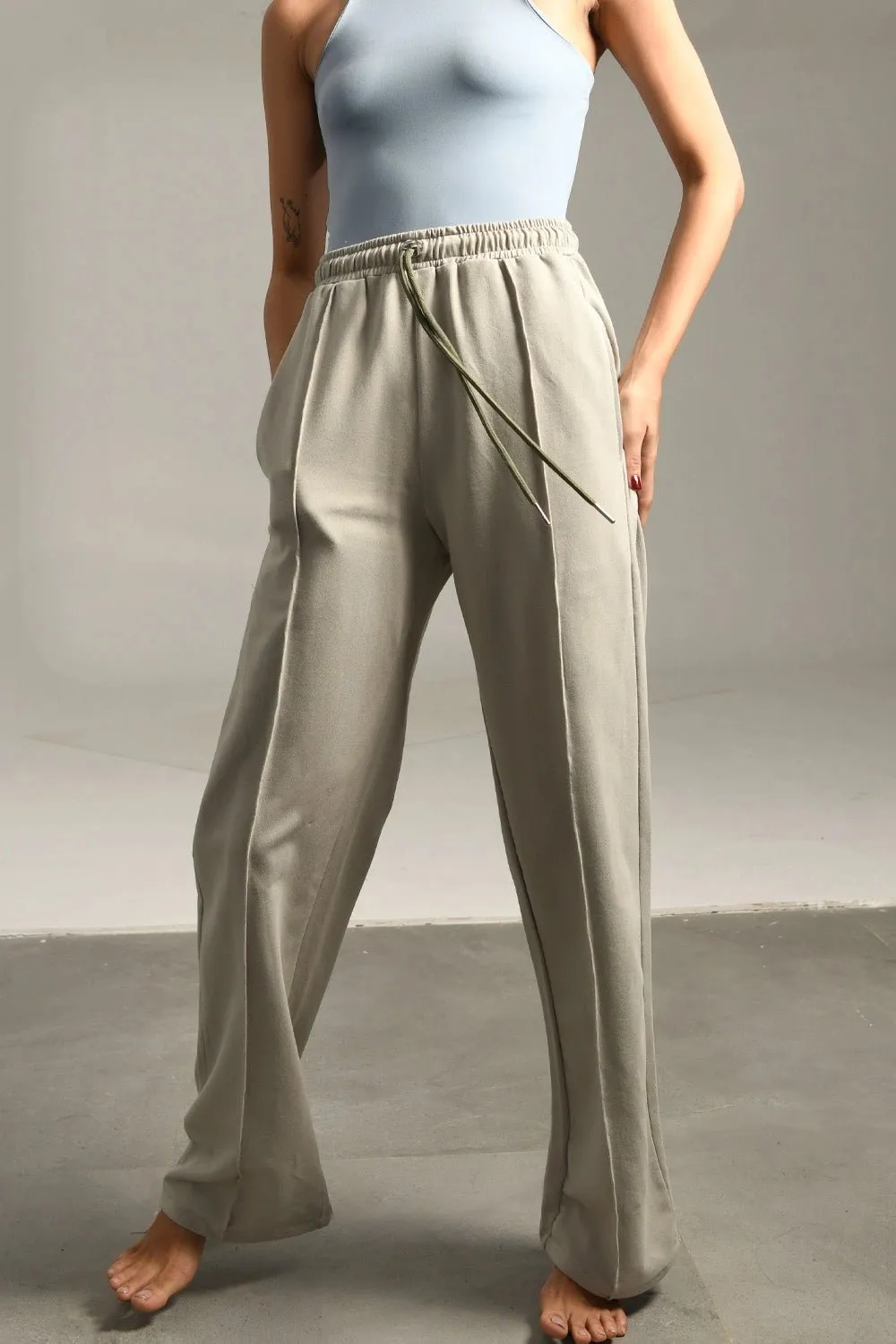Sage Grey Pleated Sweatpants
