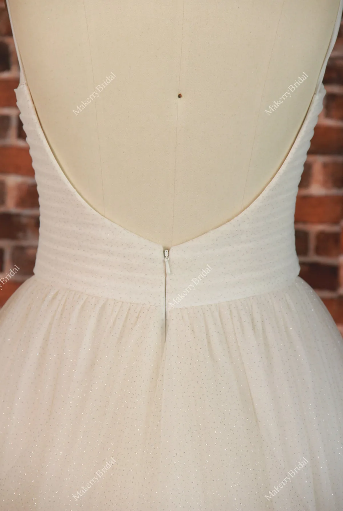 Shimmer Champagne Tulle Layered Wedding gown