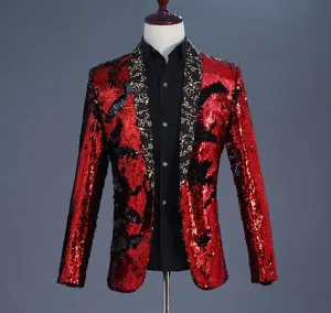 Shiny Sequin with Shawl Collar Tuxedo Men Stage Blazer