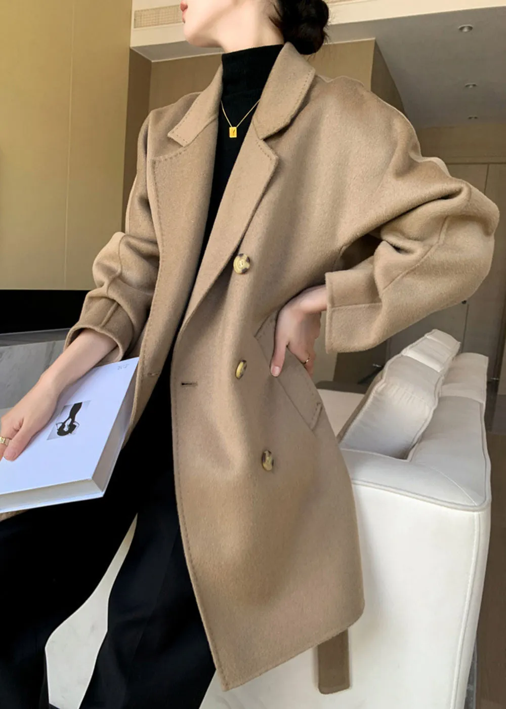 Sirena Double Breasted Belted Wool Coat