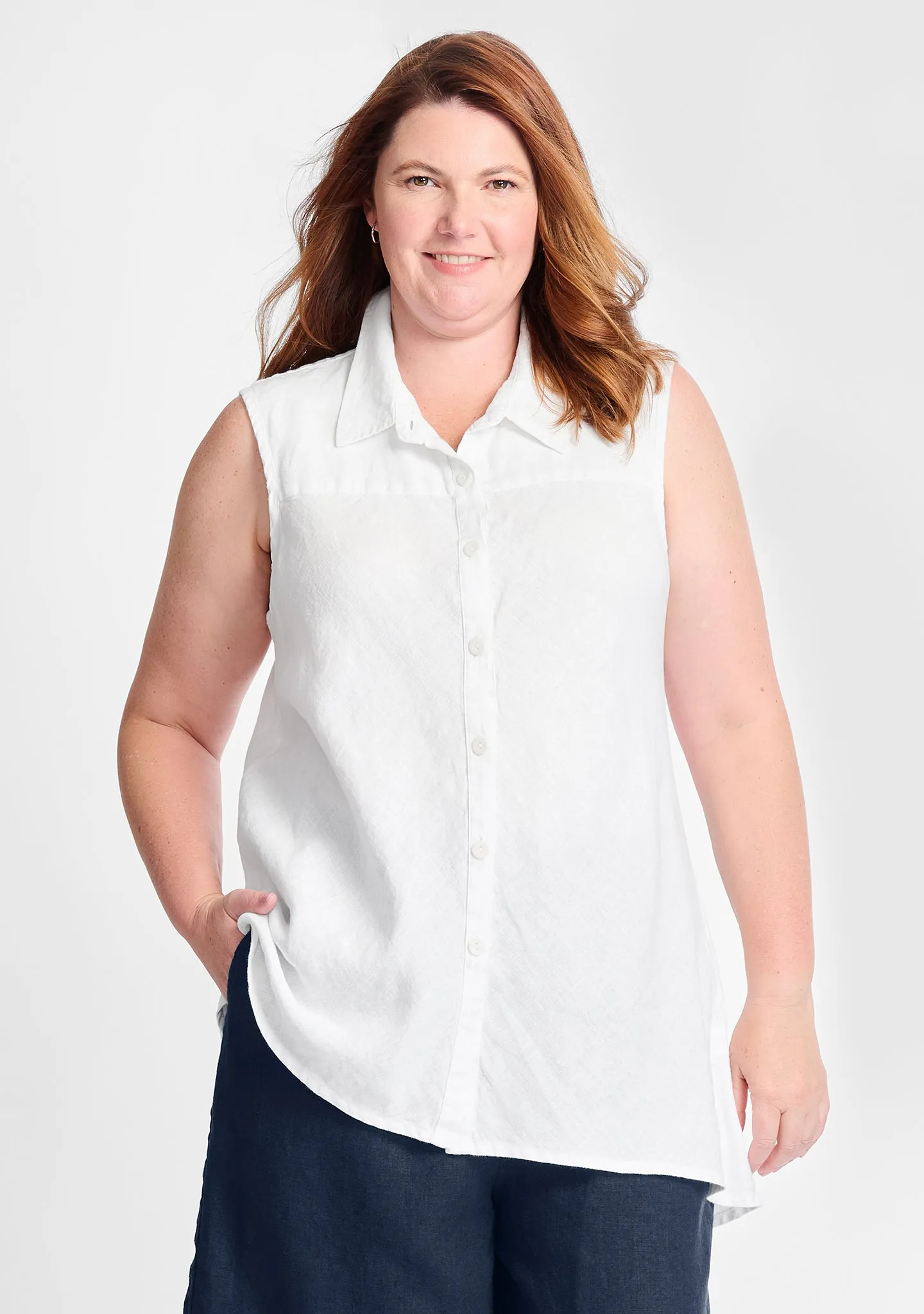 Skyline Blouse - Sleeveless Linen Blouse - FINAL SALE