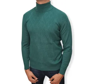 [Slim Fit] Men High Collar (Turtleneck) Pullover AE (diamond shapes) - Green