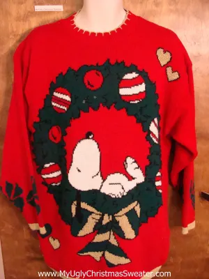 Snoopy Dog 80s Acrylic Ugly Christmas Jumper Pullover