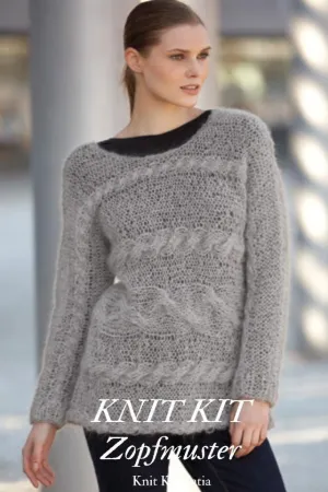 STRICK-BOX Mohair Pullover im Zopfmuster gestrickt mit Ingenua Wolle von Katia
