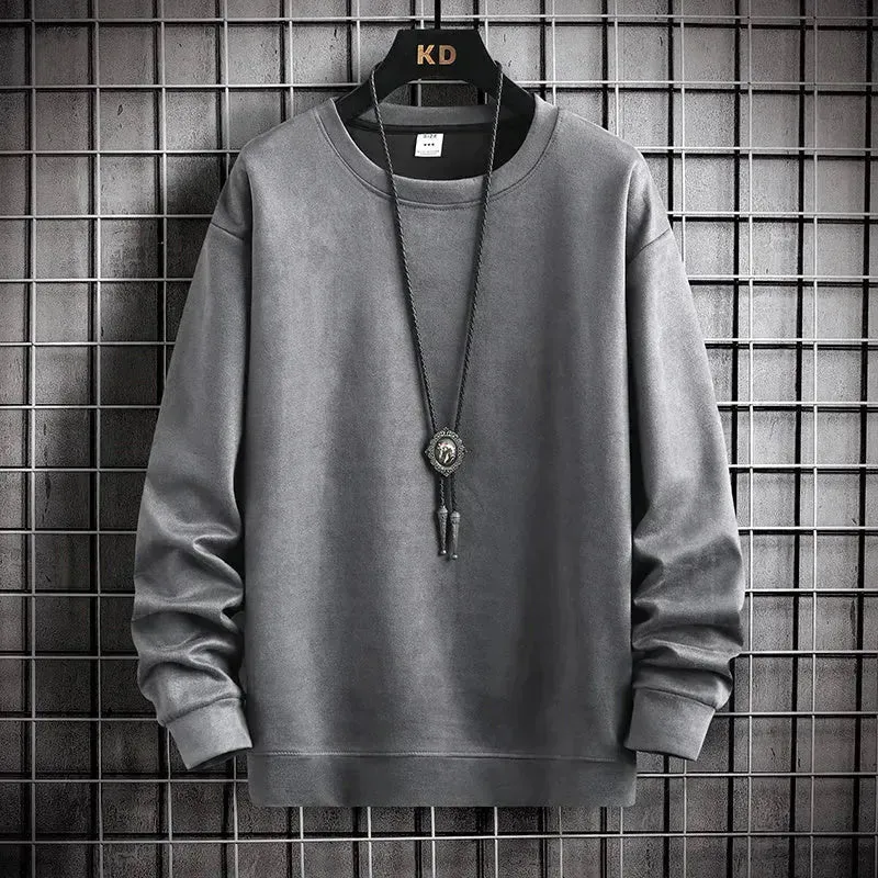 Suede Sweatshirt Men's Spring And Autumn New American Style Pullover