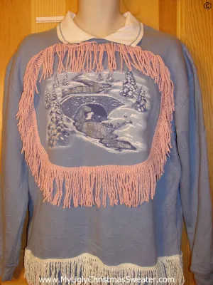 Tacky Christmas Sweatshirt Winter Wonderland and Fringe