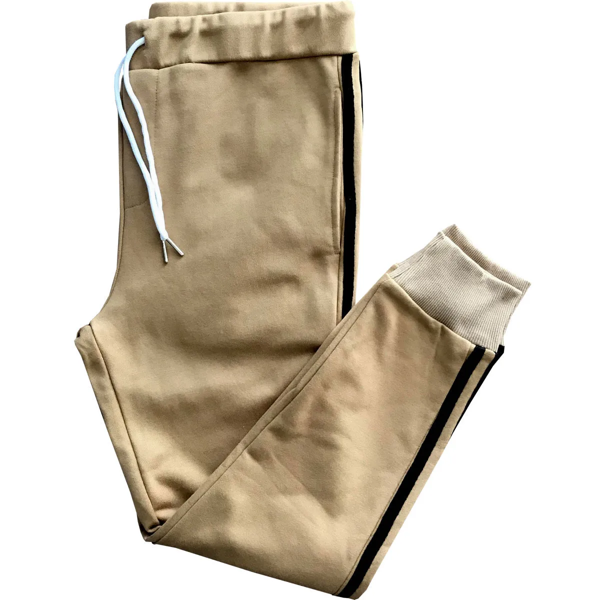 Tan with Black Stripes Skinny Fit Jogger Sweatpants