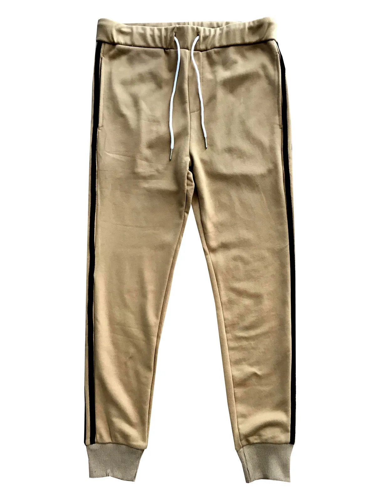 Tan with Black Stripes Skinny Fit Jogger Sweatpants