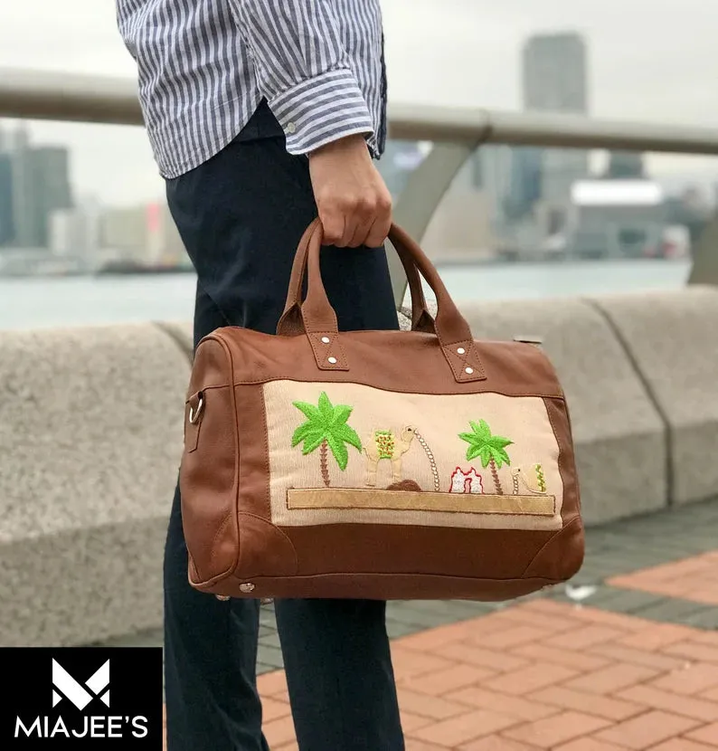 Travel Leather Duffle Bag Mens and Women
