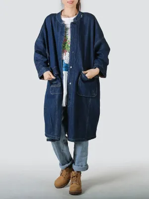 Women Spliced Loose Demin Coat