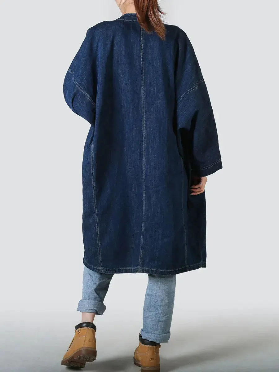 Women Spliced Loose Demin Coat