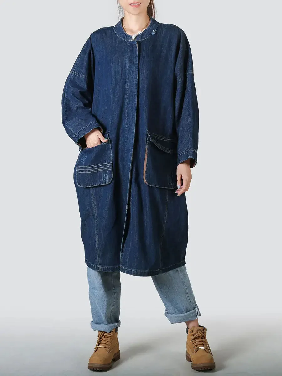 Women Spliced Loose Demin Coat